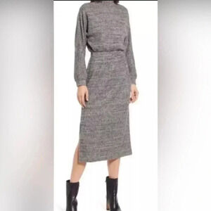 FLORET STUDIOS Ribbed Long Sleeve Sweater Dress In Charcoal Size Small NWOT